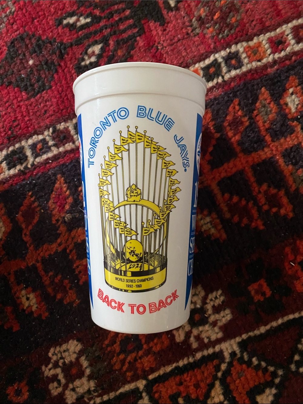 Rare 1993 Toronto Blue Jays Back To Back Champions McDonald's Plastic Pop Cup 7"